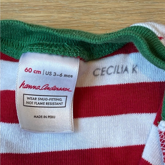 Hanna Andersson Baby 2-Way Zip Sleeper In Christmas Stripes 3-6 Mos (60cm) - Picture 3 of 3